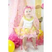 White Tank Top Sparkle Gold Lacing & Rhinestone I M So Sparkly Print & Light Pink Sparkle Gold Trimmed Pettiskirt MG1833